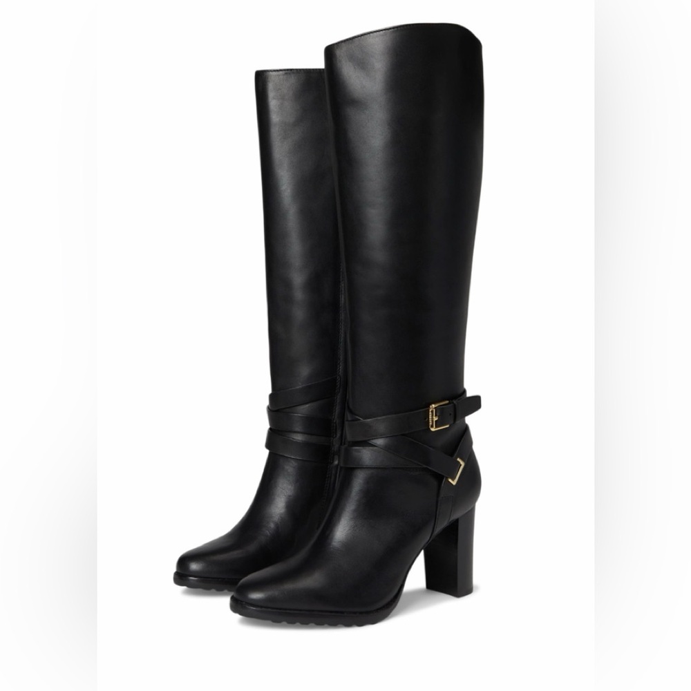 NEW Lauren Ralph Lauren Collins Calfskin Tall Boot Black Size 9B NIB